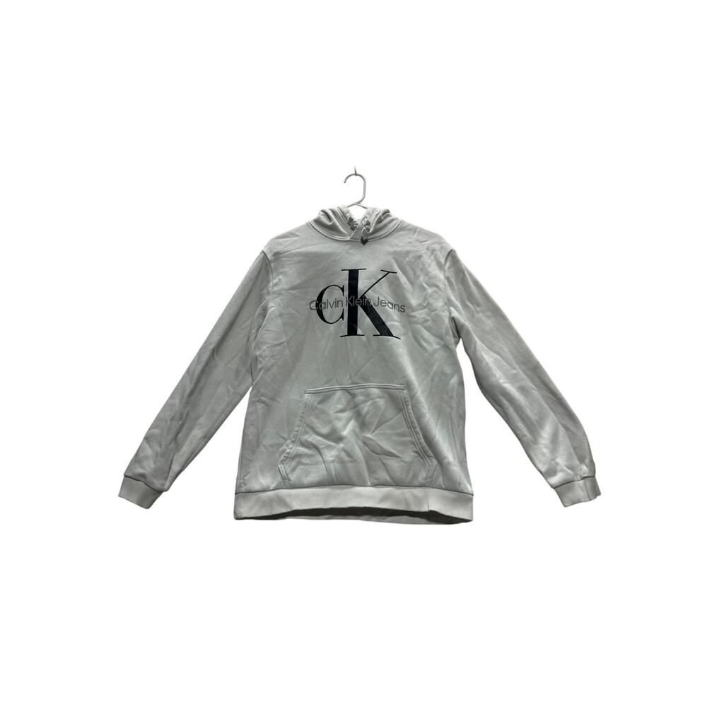 Calvin Klein Jeans White Hoodie Size M | Made in Kenya | Soft Cotton Blend